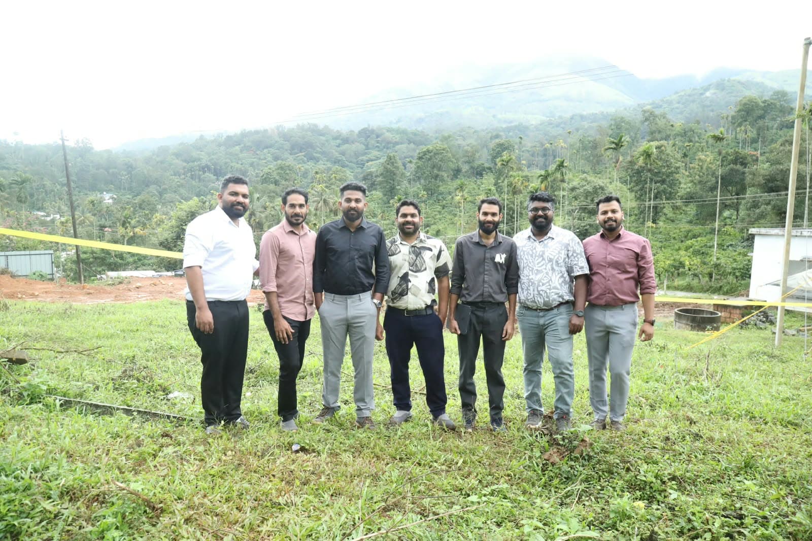 Jeevana team on location at the Meppadi resort hillside site